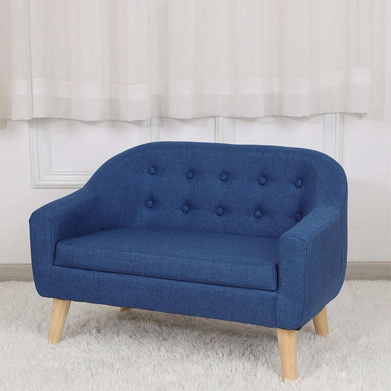 Contemporary Cotton Blend Tufted Split-Back Settee Couch for Children