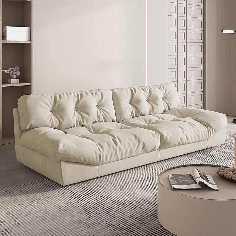 Scandinavian Cream Velvet Armless Sofa/Sectionals with Removable Cushions