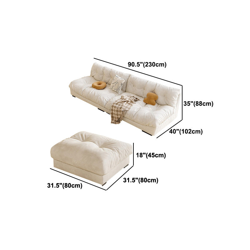 Scandinavian Cream Velvet Armless Sofa/Sectionals with Removable Cushions