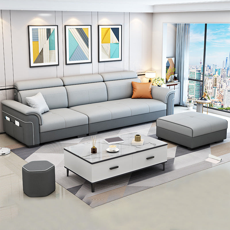 112.2"W √ó 59.06"D √ó 59.06"H Pillow Top Arm Sectionals with Slipcovers and Storage