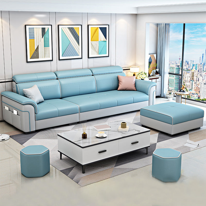 112.2"W √ó 59.06"D √ó 59.06"H Pillow Top Arm Sectionals with Slipcovers and Storage