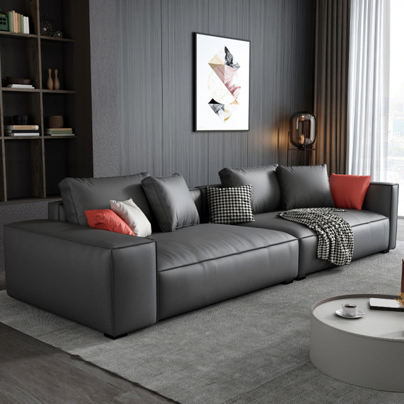 Dark Gray Faux Leather Square Arm Sofa/Sectionals with water proof for Living Room