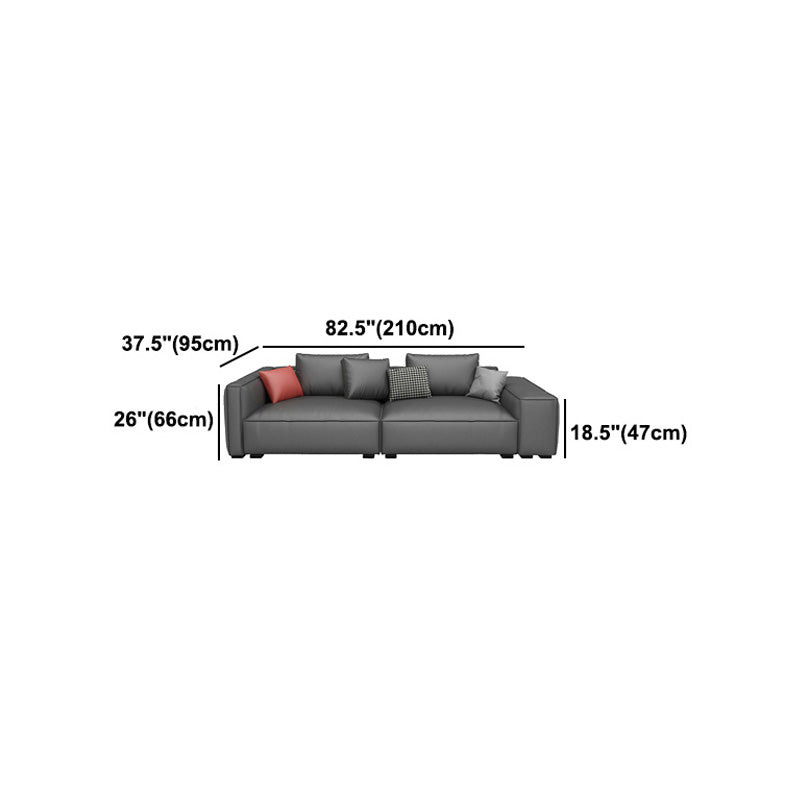 Dark Gray Faux Leather Square Arm Sofa/Sectionals with water proof for Living Room