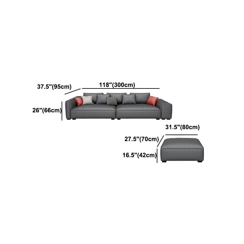 Dark Gray Faux Leather Square Arm Sofa/Sectionals with water proof for Living Room