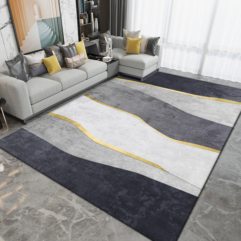 Light Grey Modern Rug Polyester Graphic Indoor Rug Washable Rug for Sitting Room
