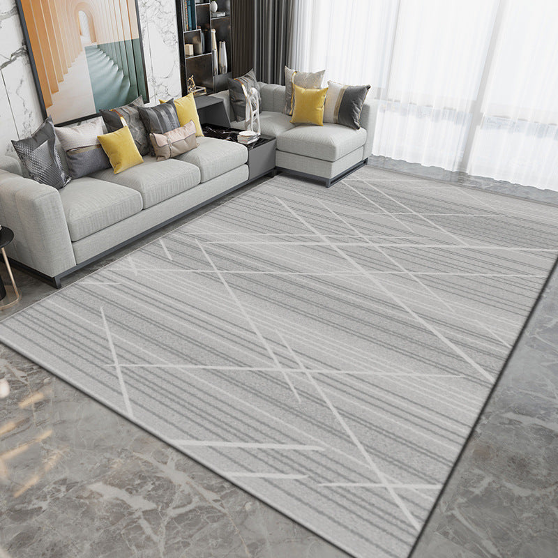 Light Grey Modern Rug Polyester Graphic Indoor Rug Washable Rug for Sitting Room