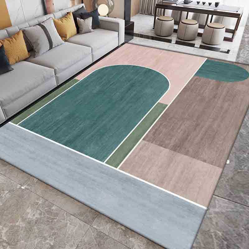 Grey Graphic Carpet Polyester Simple Area Carpet Washable Carpet for Home Decor