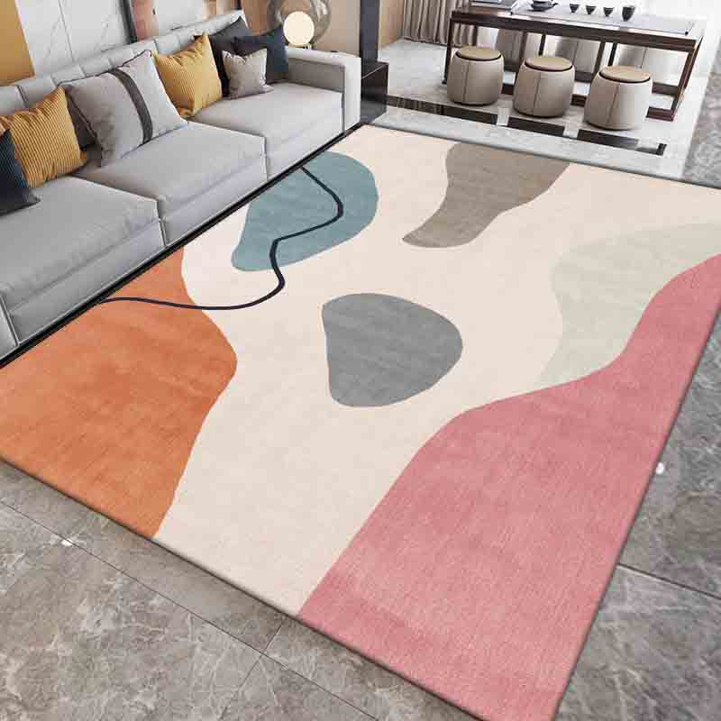 Grey Graphic Carpet Polyester Simple Area Carpet Washable Carpet for Home Decor
