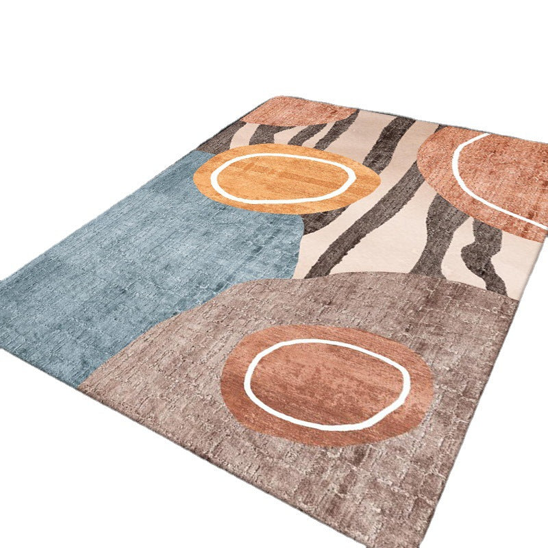 Grey Graphic Carpet Polyester Simple Area Carpet Washable Carpet for Home Decor