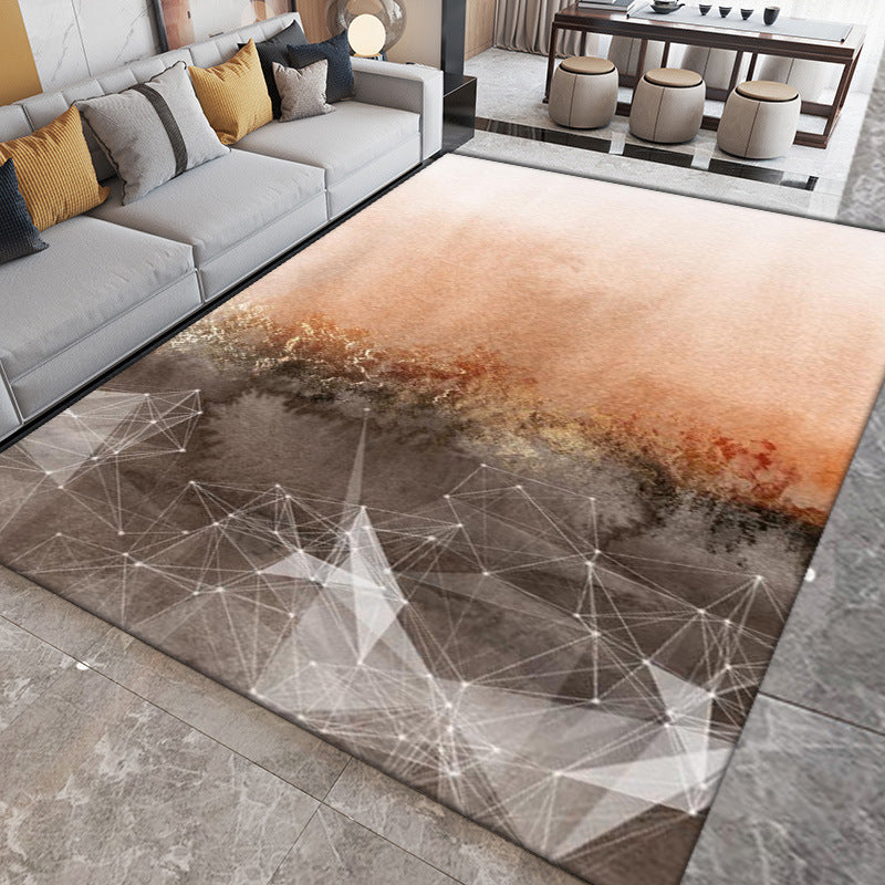 Grey Graphic Carpet Polyester Simple Area Carpet Washable Carpet for Home Decor