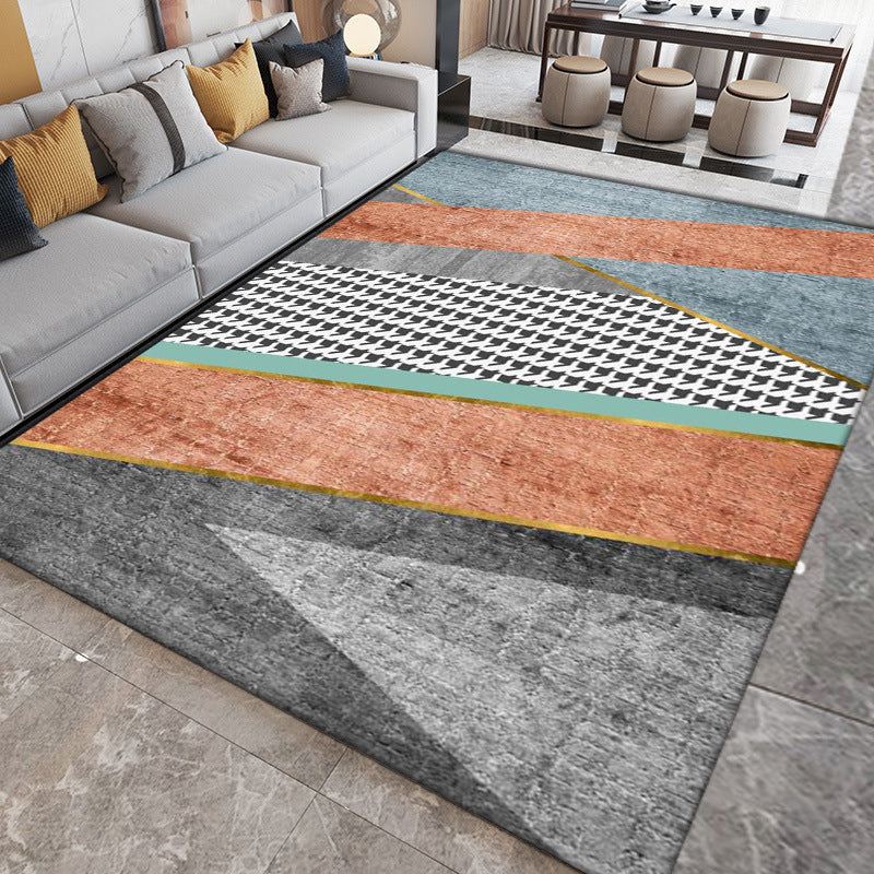 Grey Graphic Carpet Polyester Simple Area Carpet Washable Carpet for Home Decor