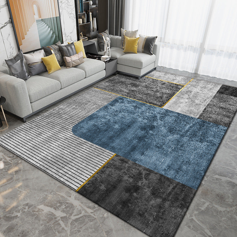 Grey Contemporary Rug Polyester Graphic Rug Washable Rug for Sitting Room