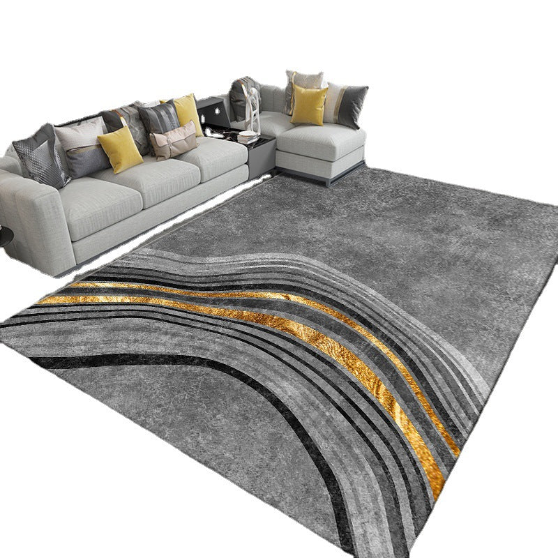 Grey Contemporary Rug Polyester Graphic Rug Washable Rug for Sitting Room