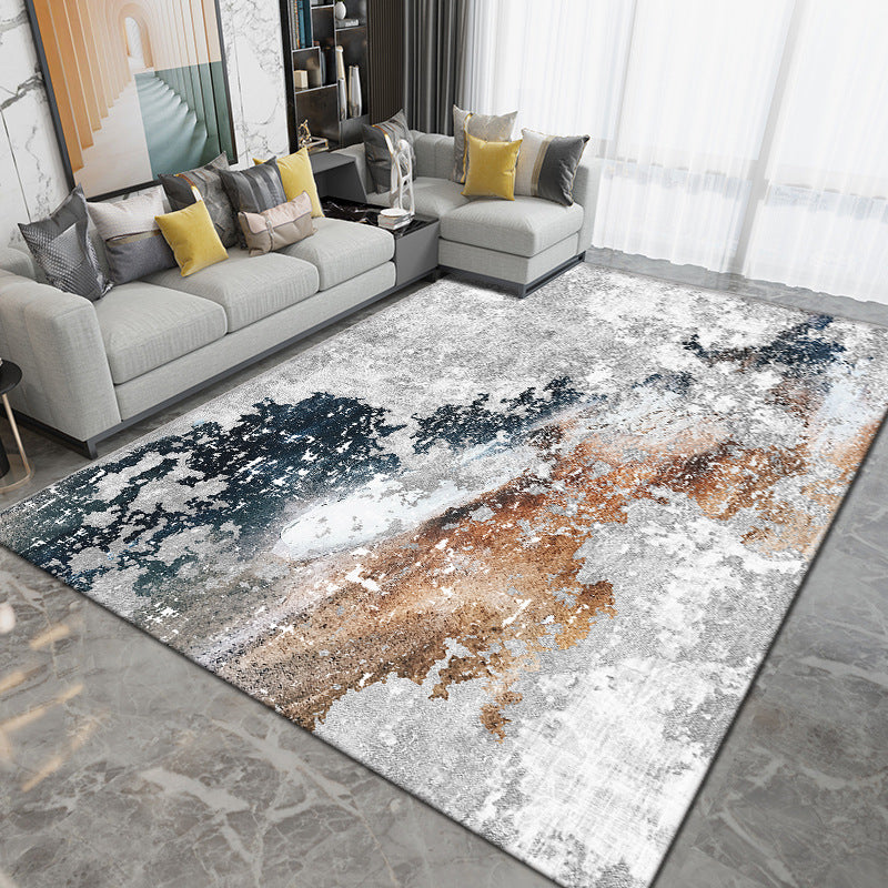 Grey Contemporary Rug Polyester Graphic Rug Washable Rug for Sitting Room