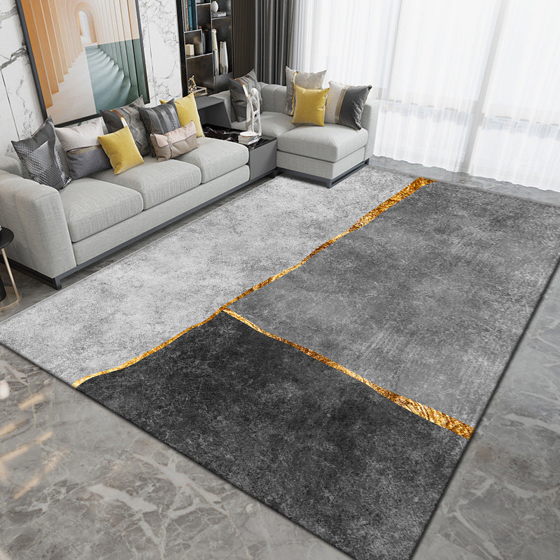 Grey Contemporary Rug Polyester Graphic Rug Washable Rug for Sitting Room