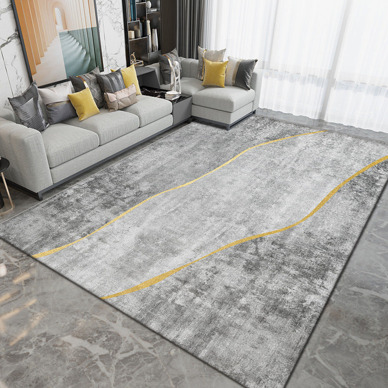 Grey Contemporary Rug Polyester Graphic Rug Washable Rug for Sitting Room