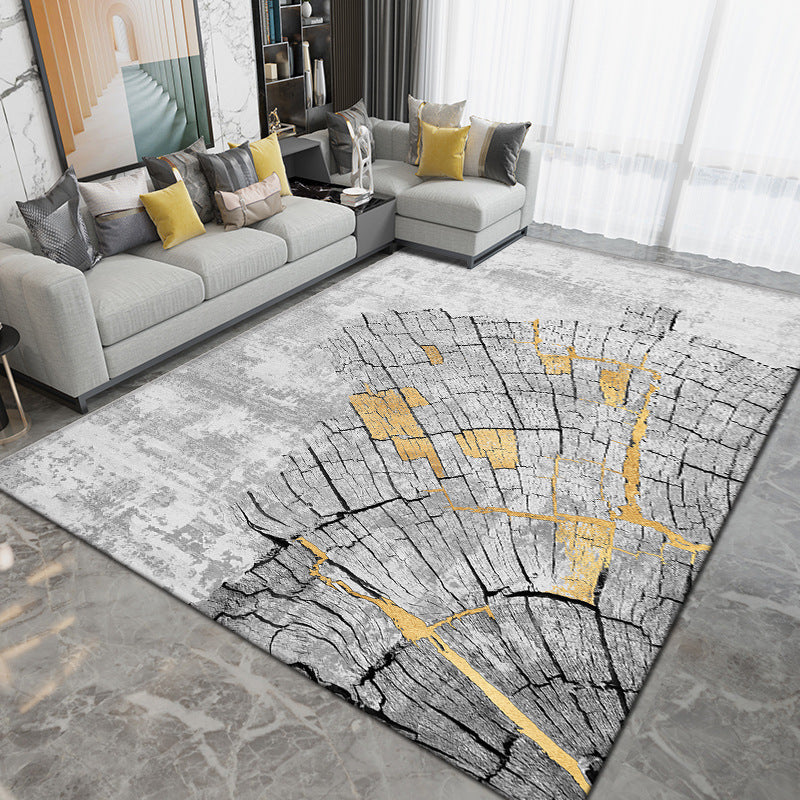 Gray Modern Rug Polyester Abstract Graphic Rug Washable Rug for Sitting Room