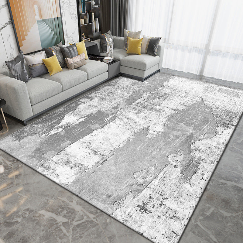 Gray Modern Rug Polyester Abstract Graphic Rug Washable Rug for Sitting Room