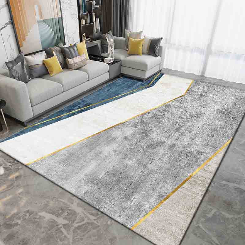 Gray Modern Rug Polyester Abstract Graphic Rug Washable Rug for Sitting Room
