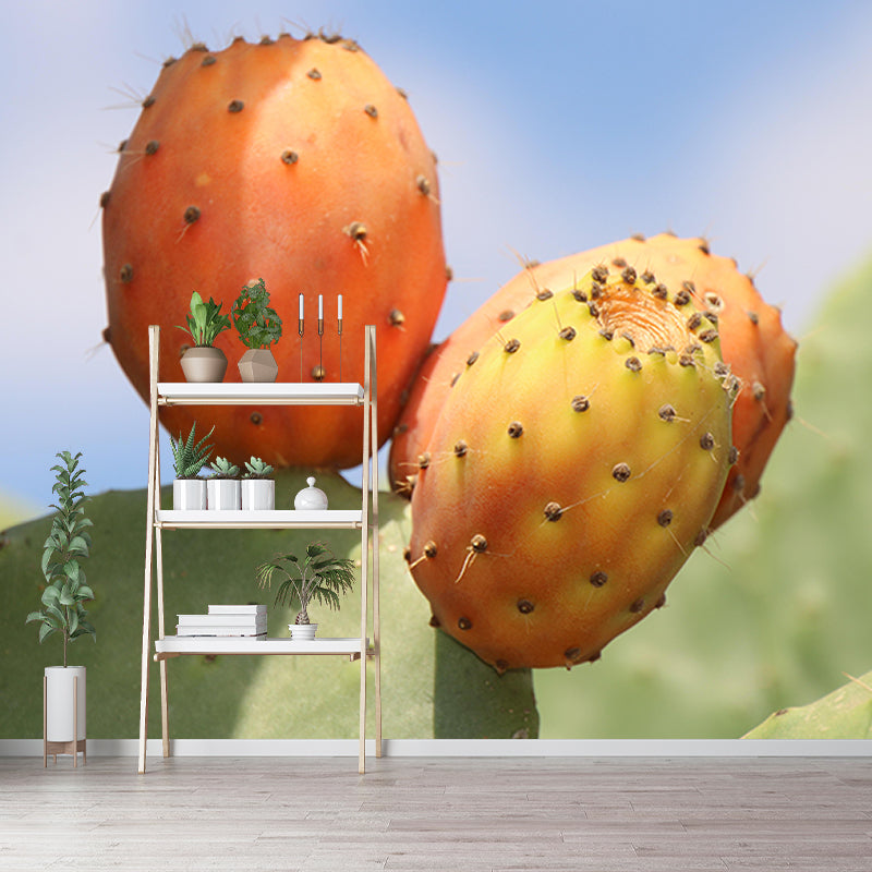 Pleasing Wall Mural Tropical Cactus Patterned Sitting Room Wall Mural