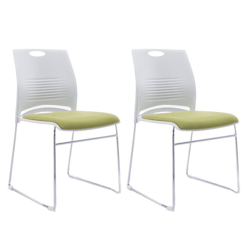 Contemporary Mid Back Office Chair Silver Steel Frame Armless Task Chair