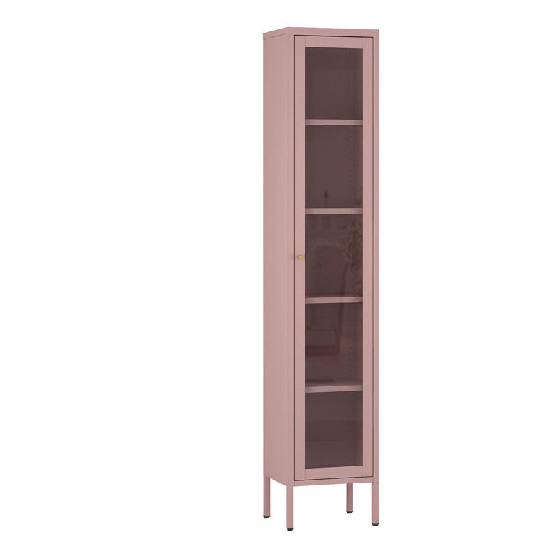 Modern Style Bookcase Metal Closed Back Bookshelf with Door for Home Office