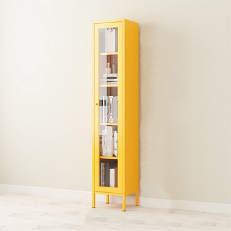 Modern Style Bookcase Metal Closed Back Bookshelf with Door for Home Office