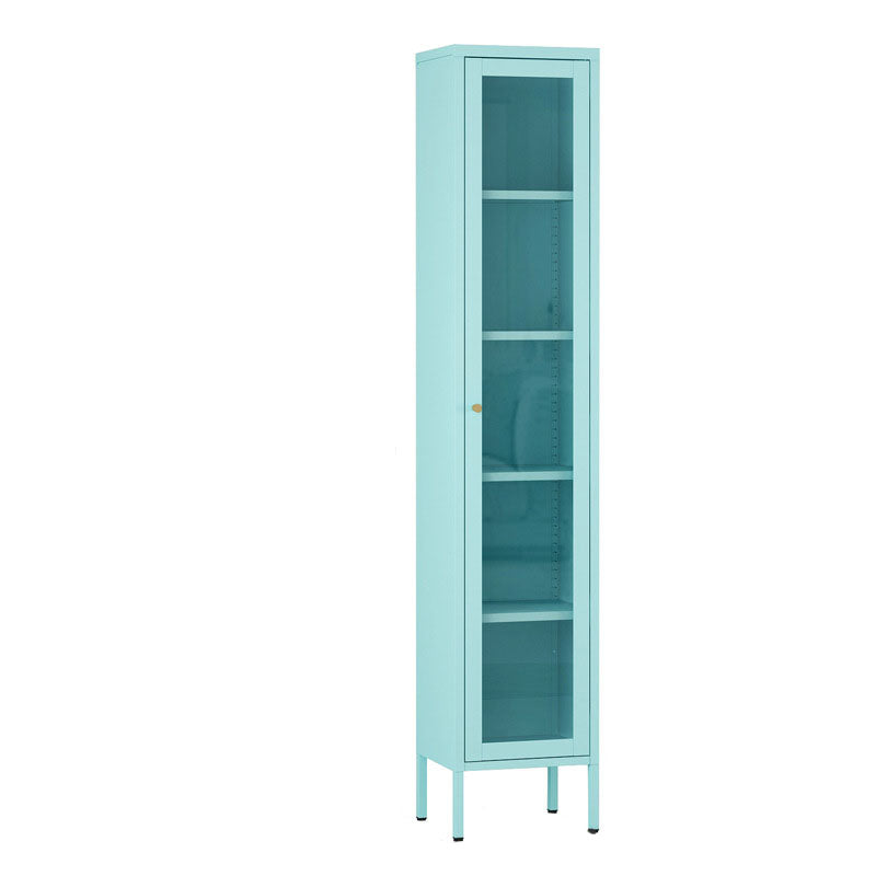 Modern Style Bookcase Metal Closed Back Bookshelf with Door for Home Office