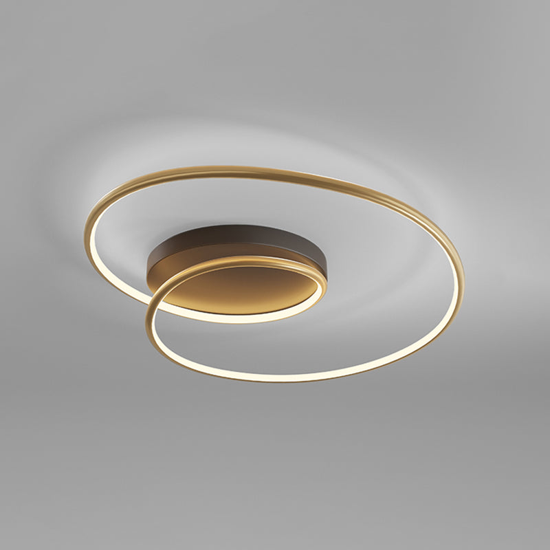 Modern Metal Flush Mount Linear Shape Flush Ceiling Light in Black and Gold with Acrylic