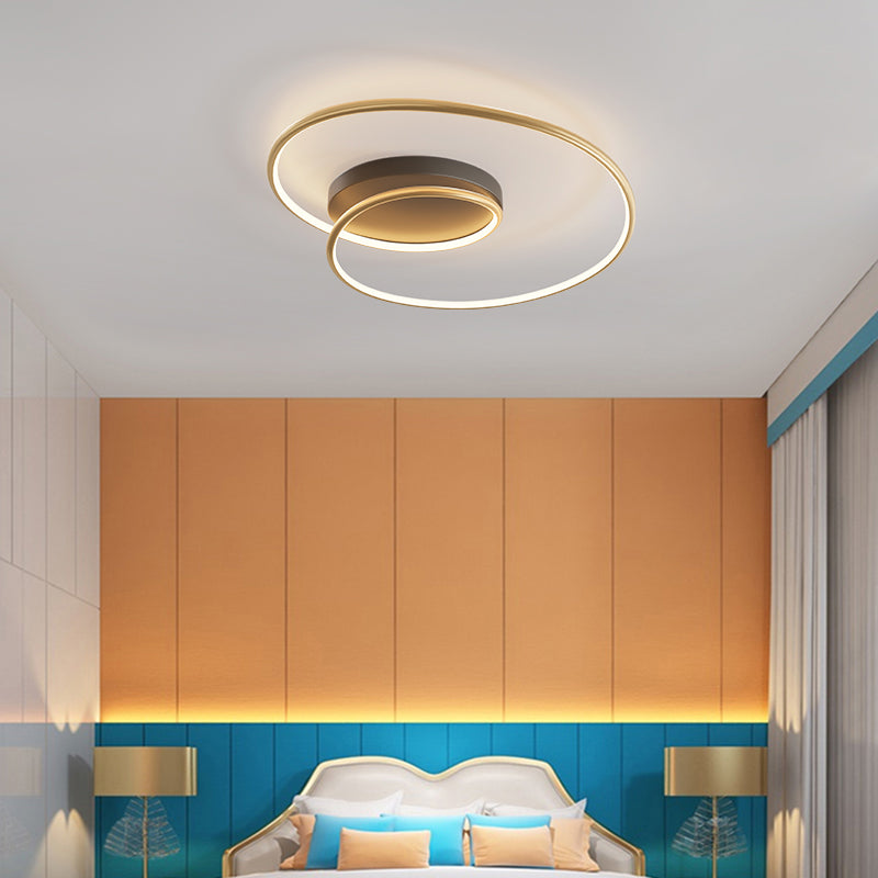 Modern Metal Flush Mount Linear Shape Flush Ceiling Light in Black and Gold with Acrylic