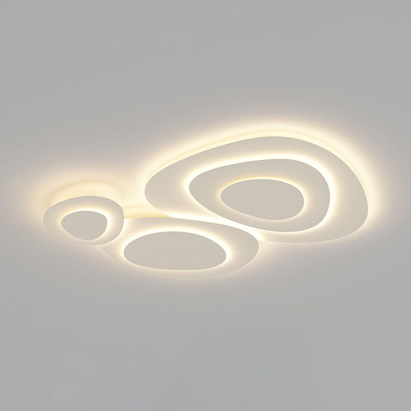 White Geometric Flush Light Modern Metal LED Ceiling Lamp for Living Room