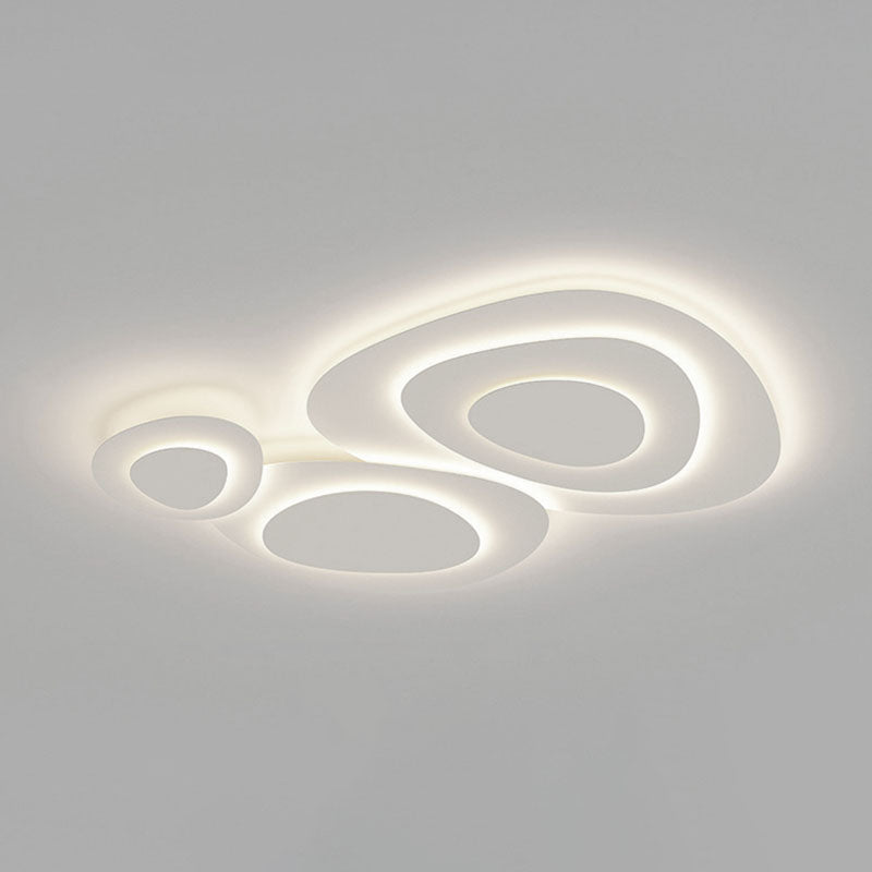 White Geometric Flush Light Modern Metal LED Ceiling Lamp for Living Room
