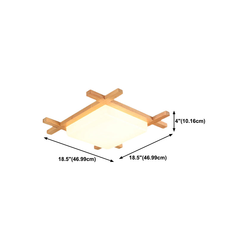 Geometric Shape Flush Mount Modern Wood Ceiling Light Fixture for Living Room in Brown