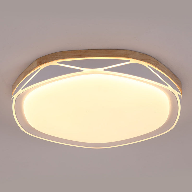 Geometric Flush Light Fixtures Modern Style Wood 1 Light Flush Mount Lighting