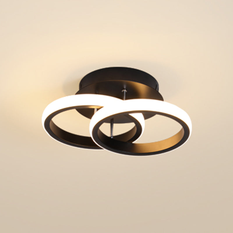 Modern Style Geometry Ceiling Lights Metal 2 Light Ceiling Lamps for Bedroom in Black