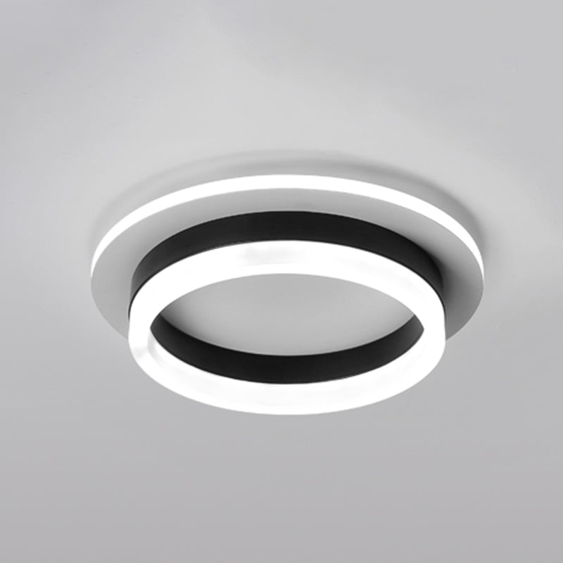 Modern Style Geometry Ceiling Lights Metal 2 Light Ceiling Lamps for Bedroom in Black