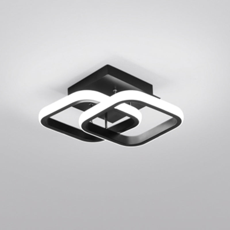 Modern Style Geometry Ceiling Lights Metal 2 Light Ceiling Lamps for Bedroom in Black