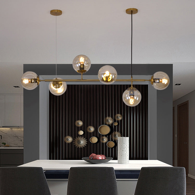 Modern Creative Style Pendant Lamp 6-Light Round Glass Island Light Fixture