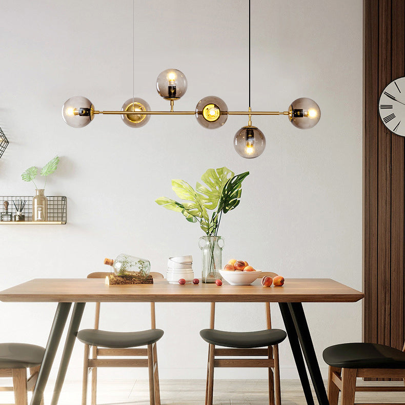 Modern Creative Style Pendant Lamp 6-Light Round Glass Island Light Fixture