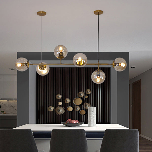 Modern Creative Style Pendant Lamp 6-Light Round Glass Island Light Fixture