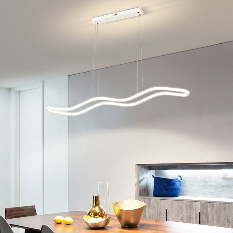 Modern Creative Style Hanging Lamp Linear Metal Island Light Fixture for Kitchen