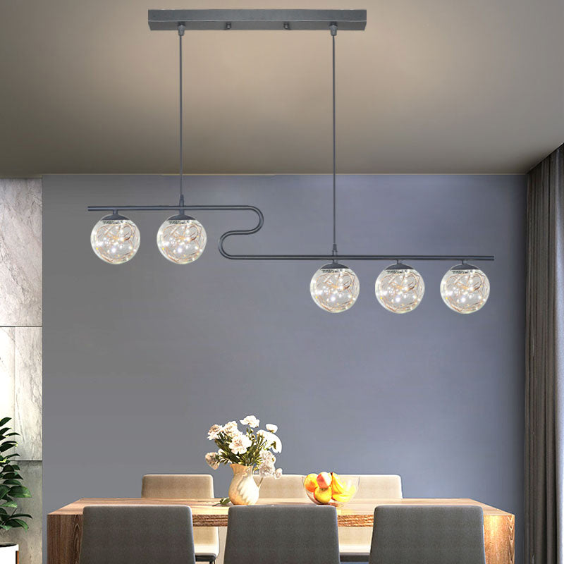 Modern LED Hanging Light Glass Round Island Light Fixture for Kitchen