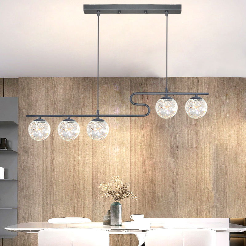 Modern LED Hanging Light Glass Round Island Light Fixture for Kitchen