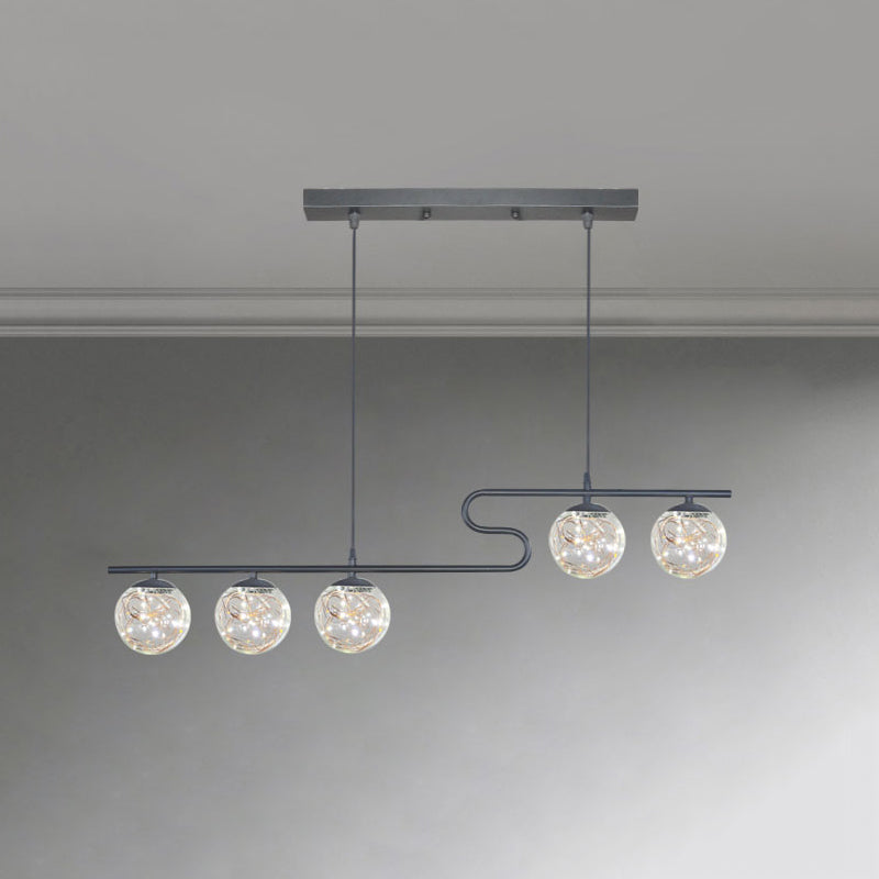 Modern LED Hanging Light Glass Round Island Light Fixture for Kitchen