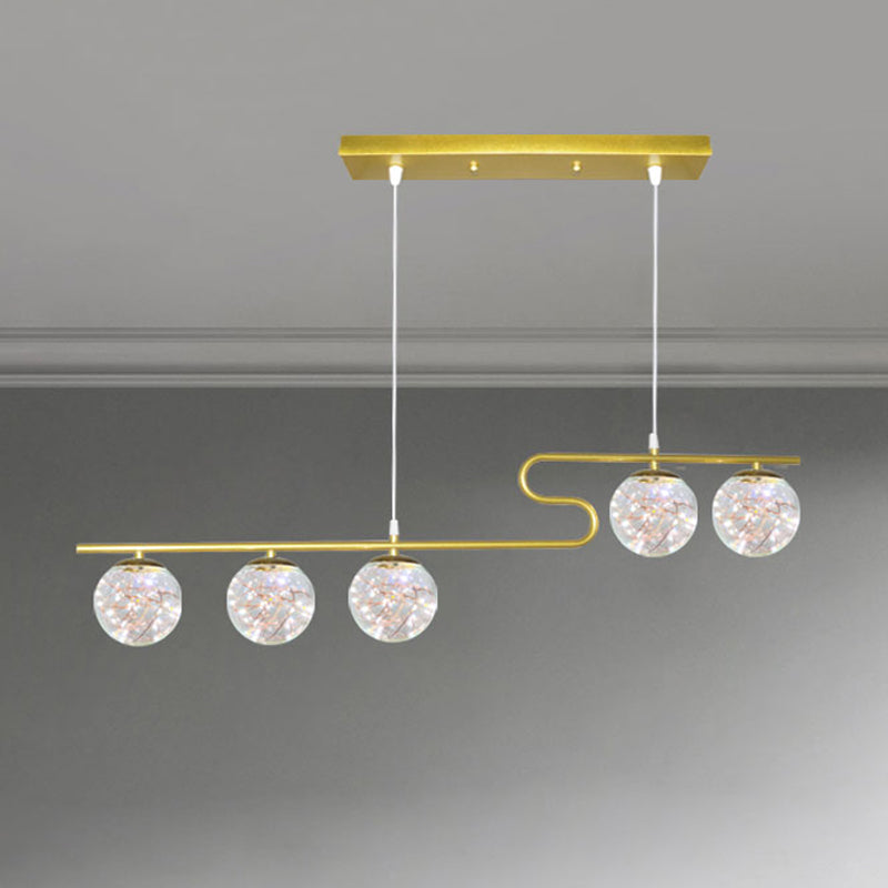 Modern LED Hanging Light Glass Round Island Light Fixture for Kitchen