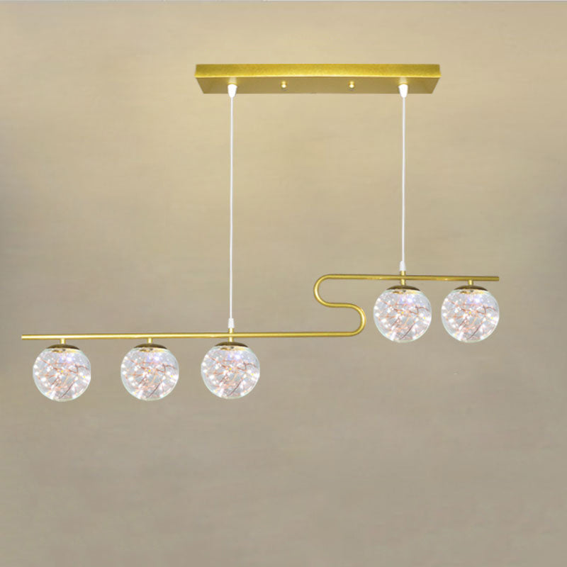 Modern LED Hanging Light Glass Round Island Light Fixture for Kitchen