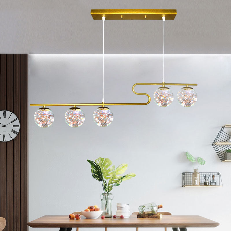 Modern LED Hanging Light Glass Round Island Light Fixture for Kitchen