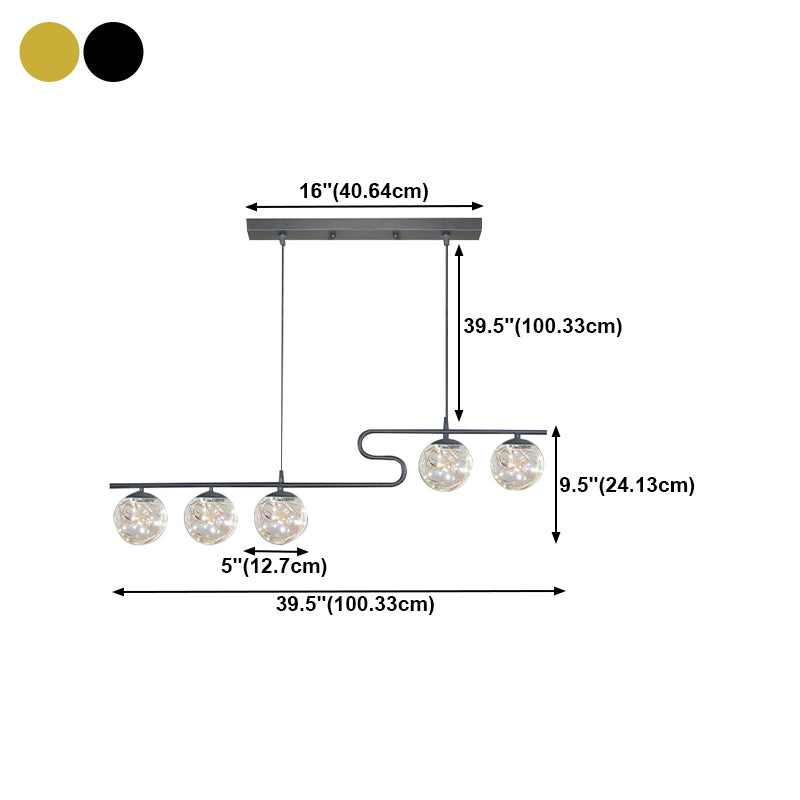 Modern LED Hanging Light Glass Round Island Light Fixture for Kitchen