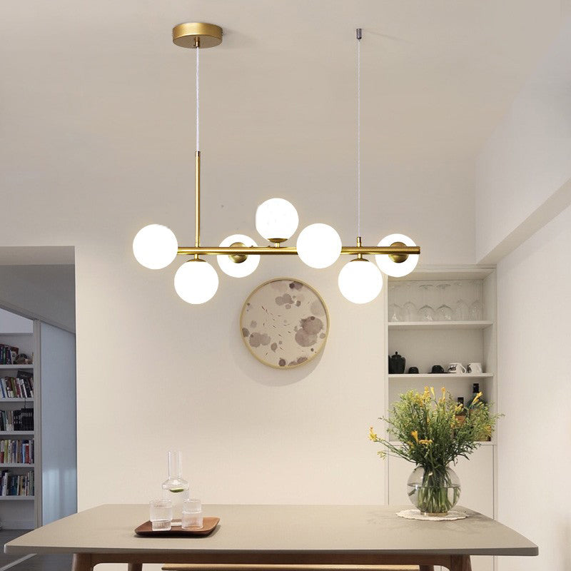 Modern Metal Ceiling Light Ball Shape Pendant Lamp with Glass Shade for Living Room