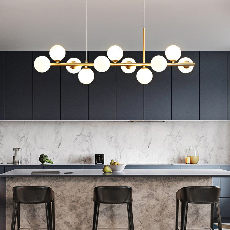 Modern Metal Ceiling Light Ball Shape Pendant Lamp with Glass Shade for Living Room